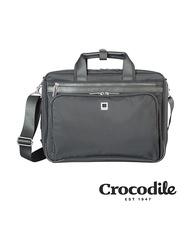 Crocodile 鱷魚皮件 商務手提包 真皮包包 防潑水 雙層公事包(S) B-Light系列 0104-08902-黑色