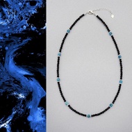 Handmade 3MM Natural Stone Blue Apatite Beaded Necklace Black Red Garnet Necklaces for Women