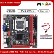 (TQYV) 1Set B75A (B75) Motherboard+SATA Cable+Baffle LGA1155 2XDDR3 RAM Slot NVME M.2+WIFI M.2 Interface Black USB3.0 SATA3.0
