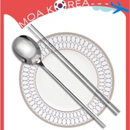 KOREAN Chopsticks + Spoon Set / Simple Stainless Steel Cutlery Kitchen Chop Sticks korea Chopstick c