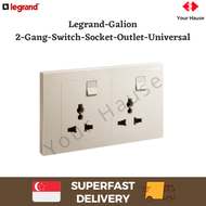 LEGRAND GALION 282435 2 GANG DOUBLE POWER SOCKET OUTLET 2G 13A UNIVERSAL SSO Champagne