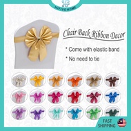 Reben Kerusi Banquet Elastic Chair Ribbon Bow Tie Riben Back Deco Sarung For Event Wedding Kahwin