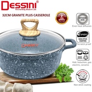 DESSINI 32CM Granite Casserole Non Stick Pot Periuk Bertutup Induction Gas Cookware