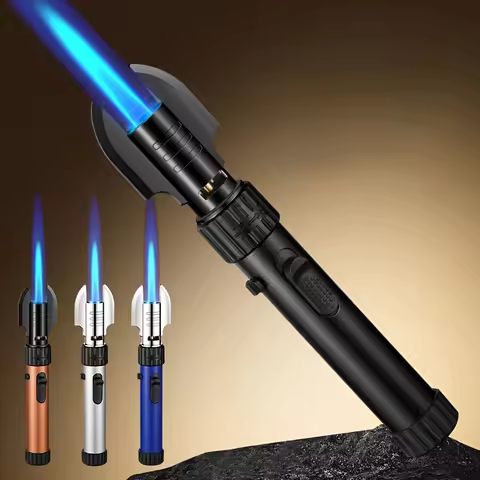 Jet Flame Butane Torch Lighter, Adjustable Firepower Refillable Gas Lighter Windproof Cigar Lighter 