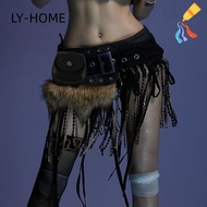 LIAOYING Faux Fur Splicing Belts, Y2K Chic Mini Bag Belt, Women Fashion Gyaru Trendy Design Plush Wa