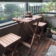 【In stock】Gsf Foldable Table Set with Chairs Outdoor Balcony Wooden / Round Square/ Coffee /Tea /Furniture GDD0