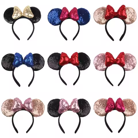 Amusement Park Mickey Headband, Minnie 3D Sequins, Bow Headband, Mickey Mouse Sequins Headband