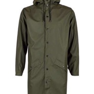 （限時3天-4000元）丹麥品牌Rains防水防風長版連帽雨衣外套-軍綠色