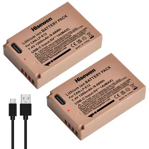 LP-E12 LPE12 LP E12 Battery with Type-C Input Port for Canon Rebel SL1 100D Kiss X7 EOS-M EOS M2 EOS
