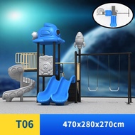 เครื่องเล่นสนาม สไลเดอร์ ชิงช้า กระดานลื่น ปีนป่าย ม้านั่ง ของเล่น ขนาด 470x280x270 ซม.