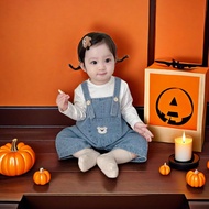 Cod Overalls fashion Fashionable Denim Girls Spring Two-Piece Suit Spring Autumn Baby Clothes Baby C