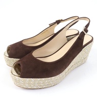 成色極佳☆ JIMMY CHOO CHOO PRAISE 棕色ブラウン露趾後繫帶坡跟涼鞋，38.5碼。附鞋盒和防塵袋。西班牙製造。女款