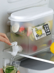 1入組3.5l冰水分配器冷水壺,帶水龍頭冰箱水果茶壺檸檬瓶壺,夏季浸泡冰箱收納盒