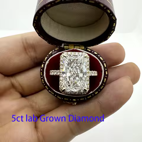 14K 10K Yellow Gold Radiant Cut Lab Grown Diamond Engagement Halo Ring 1-5ct CVD Diamond Ring Lab Di