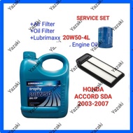 (Air Filter 17220-RAA-Y00 +Oil Filter Honda +lubrimaxx 20W50-4L Engine Oil) HONDA ACCORD SDA 2003-20