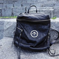 Grotto Grotto Genderless Pleated Sheepskin Water Ripple Arrow Label Blackstone Large Capacity Backpa