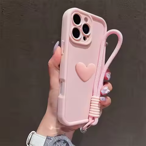 Honor 400 Lite With Lanyard 3D Love Heart Matte Case For Honor 20 50 70 90 200 300 200 Smart 5G 100 