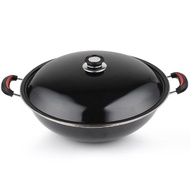 42cm Household Enamel With Lid Amphora Large Non-stick Wok 42CM搪瓷带盖双耳大炒锅 (A)