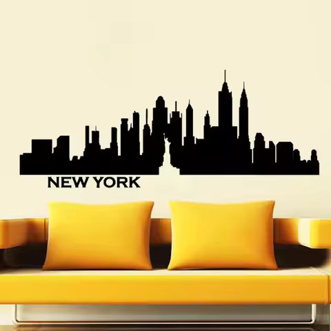 New York City Wall Decal Skyline Statue Of Liberty Vinyl Wall Sticker Decoration Office Living Room 