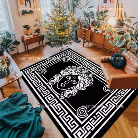 Modern Black White Carpet for Living Room Decoration High-end Luxury Rugs Non-slip Bedroom Bedside R