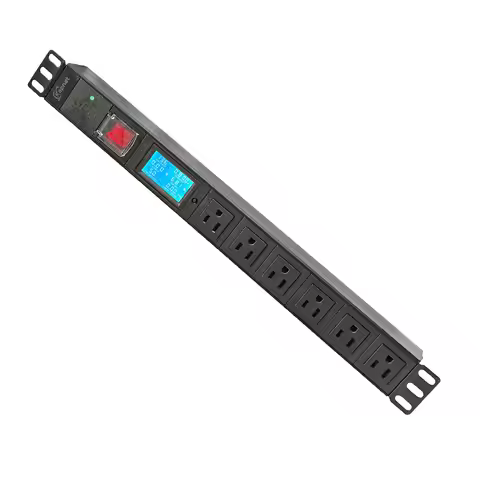 19 Inch Metered PDU Rack Mount Power Distribution Units 110-250V 15A1U 6 NEMA 5-15R C13 Outlets Surg