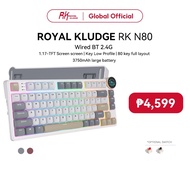 Royal Kludge RK N80 Pearly Dawn 80 Key Low Profile Tri-Mode RGB Wired Bluetooth 2.4G Wireless with