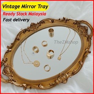 Aeshetic Vintage Mirror Tray ASMR props house deco perfume organizer makeup organizer cermin dulang 