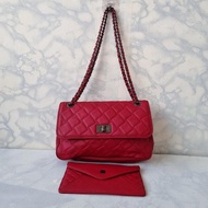 TAS SLING KULIT SISLEY WANITA SECOND BRANDED IMPORT MERAH / TAS SLING WANITA SISLEY SECOND IMPORT