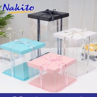 【10pcs】Nakito 1/2/3-layer 6/8/10/12/14inch transparent birthday cake box kotak kek