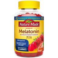 Nature Made Melatonin 10mg per serving Gummies, Maximum Strength Dosage, 100% Drug Free Sleep Aid fo