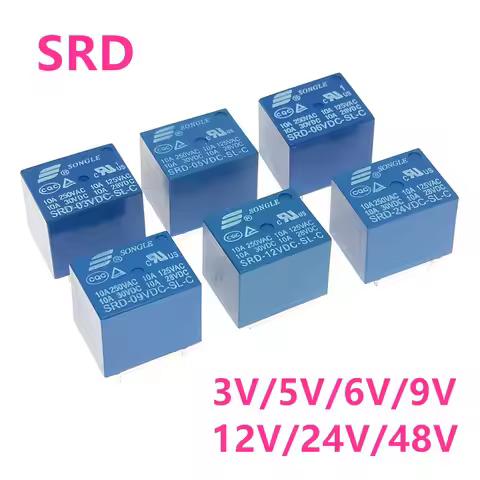 1Pcs New Relay SRD -05V 06V 09V 12V 24V 48VDC -SL-C Power Relay 10A 250VAC Relay 5PIN T73 SRD-05VDC-