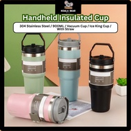 BotolAir 304 Stainless Steel Handheld Tumbler Hot or Cold Thermos WaterBottle with Straw Handle900ML