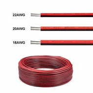 100meters Electrical Wire 2 Pin Cable Red Black 18AWG 20AWG 22AWG 2 Core Flexible Extension Cable