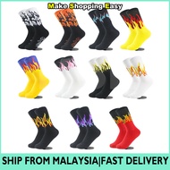 MSE Unisex Flame Black White Yellow Fire Socks Skateboard Socks Fashion Hipster Socks Cotton Socks