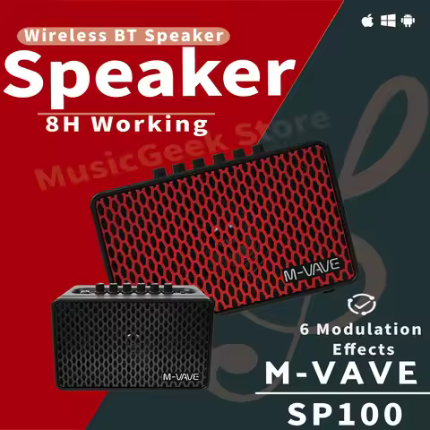 M-VAVE SP100 Amp Electric Guitar Bass Amplifier Portable Wireless BT Speaker 10W Rechargeable/8H Wor