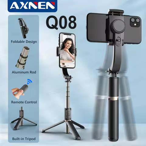 AXNEN Gimbal Stabilizer Q08 Mobile Shooting Stabilizer Selfie Tripod Stand with Aluminum Extend Rod 