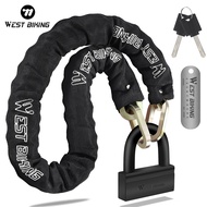 WEST BIKING Ultra-Durable Alloy Steel Bike Chain Lock with U-Lock & Padlock - High Security,120cm