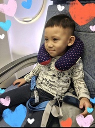 波點迷你充氣頸枕 - 小孩專用 - 海軍藍色