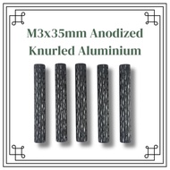 M3x35mm Anodized Knurled Aluminum M3x35 Standoff - Black
