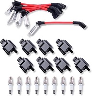D581 UF271 Square Ignition Coils, Spark Plugs 41-962, 8mm Spark Plug Wires M8-48322R, Fit for Chevy 