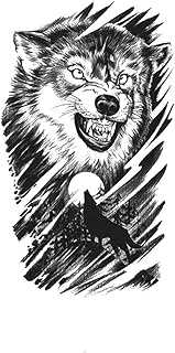 Temporary Tattoos,Wolf Forest Trees,Wolf Tattoos,Lasts 1-2 Weeks,Water-Resistant,Real Tattoo Look,Re