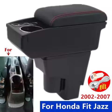 For Honda Jazz Armrest box For Honda Fit Jazz 1 2003-2007 Car Armrest Storage box Interior Dedicated