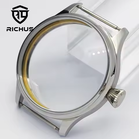 RICHUS 44mm ETA6497 Watch Case Mineral Glass Fit ETA6497 6498 ST3600 Movement Watch Accessories