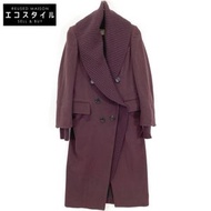 Burberry London 紫色羊絨雙層切斯特大衣，搭配針織內襯，英國尺寸 4