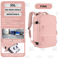 MR 15.6/16.1 Inch 35L Large Travel Backpack Woman Backpack Travel Beg Galas Belakang With Shoe Compa