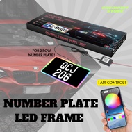 LED Number Plate License Frame 2 Row Multicolor APP Control RGB Light Lampu Papan Numbor Plat Kereta