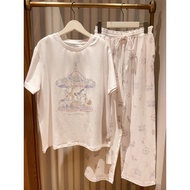 Japan gelato pique Amusement Park Pink Pajamas Set Loungewear Short Sleeve Pure Cotton