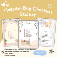 Hospital Bag checklist sticker 8pcs | Baby & Mommy Essentials