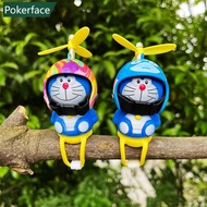POKERFACE Cute Blue Cat with Helmet Propeller Airscrew Ornament Wind Broken Wind-breaking Toy Motor 