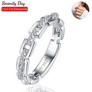 Full Moissanite D Color 1mm VVS1 3EX chain link ring ️Comes with genuine diamond test pen